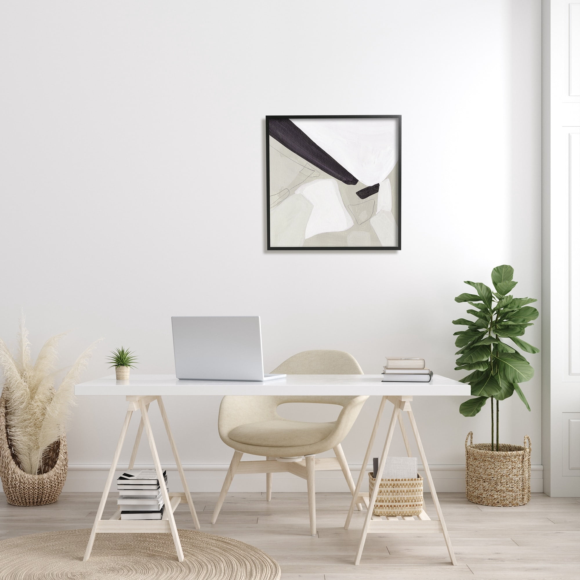 Stupell Industries Abstract Neutral Shapes Black Tan Modern Living Room, 24 x 24, Design by Melissa Wang