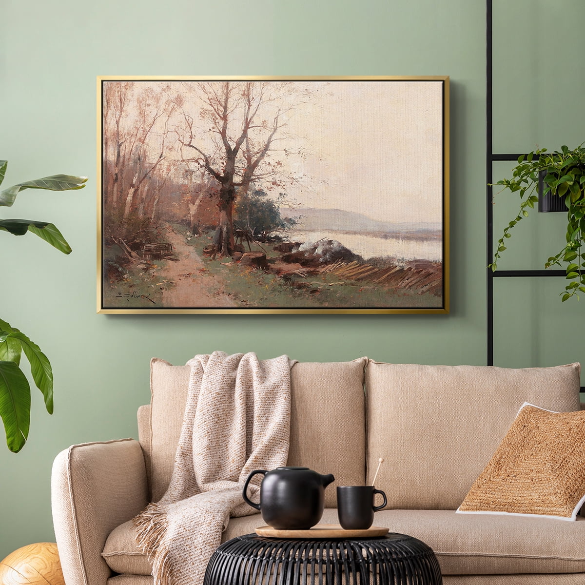 Vintage Landscape-CCCLVIII By Wexford Home Framed in Gold Wood Gallery Wrapped Canvas 27 in. x 41 in.