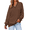 Dark-Brown, variant on Waffle Knit Womens Sweatshirts Long Sleeve V Neck Shirts Pullover Casual Outfits Loose Fall Tops