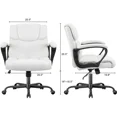 thumbnail image 2 of Furmax Mid Back Executive Office Swivel Computer Task Armrests Ergonomic Leather-Padded Desk Chair with Lumbar Support, White, 2 of 6