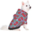 thumbnail image 2 of Fotbe Hand Drawn Strawberry Print Small Dog Sweater Hoodies Pet Grey Hooded Soft Fleece Sweatshirts with Pocket Fall Winter Puppy Cat Sweaters Warm Clothes-X-Small, 2 of 7