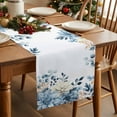 thumbnail image 2 of Winter Eucalyptus Leaves Cotton Linen Table Runner Winter Blue Teal Leaves Dining Table Runners for Home Decor Party Dining Room Restaurant Kitchen Party 13" x 120", 2 of 9