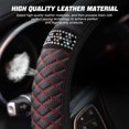 thumbnail image 3 of ShenMo 1 x Bling Soft Leather Steering Wheel Cover, 15 Inch Colorful Rhinestones, Self-elastic Steering Wheel Protector, Sparkling Crystal Diamond for Women Girls, Car Accessories for Most Cars (Black/Red), 3 of 5