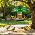 thumbnail image 4 of huayou Green Vertical Rib Bird Feeder Weather Shield, Round Ring Top Handle, Decoration, for Backyard Wild Bird Feeding Protection Supply, 4 of 5