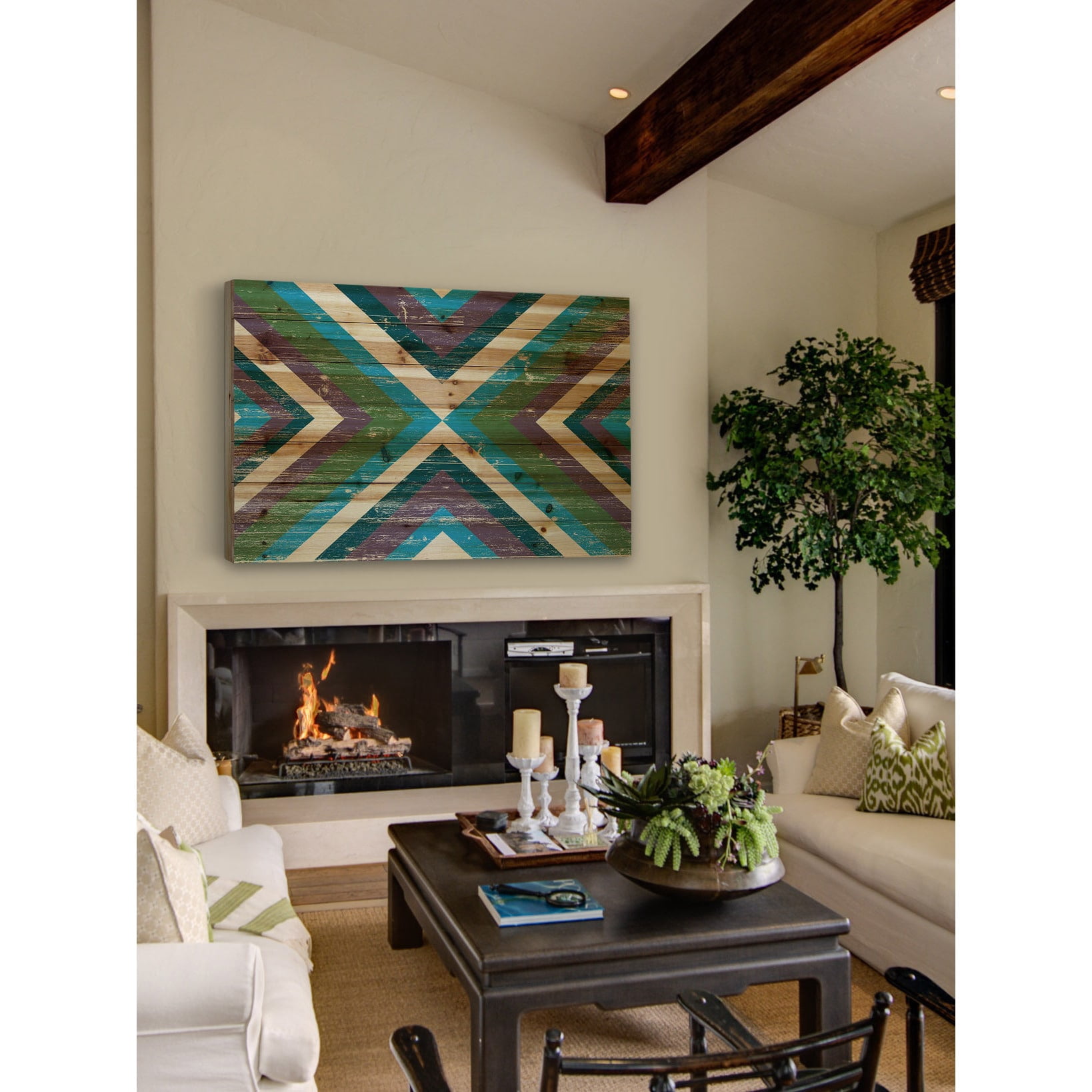 "Conjoined Color" Painting Print on Natural Pine Wood