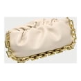 thumbnail image 3 of Women's Chain Pouch Bag | Cloud-Shaped Dumpling Clutch Purse | Ruched Chain Link Shoulder Handbag-White, 3 of 4