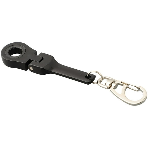 10Mm Ratchet Wrench Mini Shaped Metal Racing Keychain Key Chain Ring Keyring Black