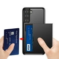 thumbnail image 6 of For Galaxy S21 FE Case Wallet with Slide Card Holder Slot Slim Dual Layer Heavy Duty Shockproof Hard PC Hybrid TPU Phone Case Flip Protective Cover for Samsung Galaxy S21 FE, Darkblue, 6 of 9