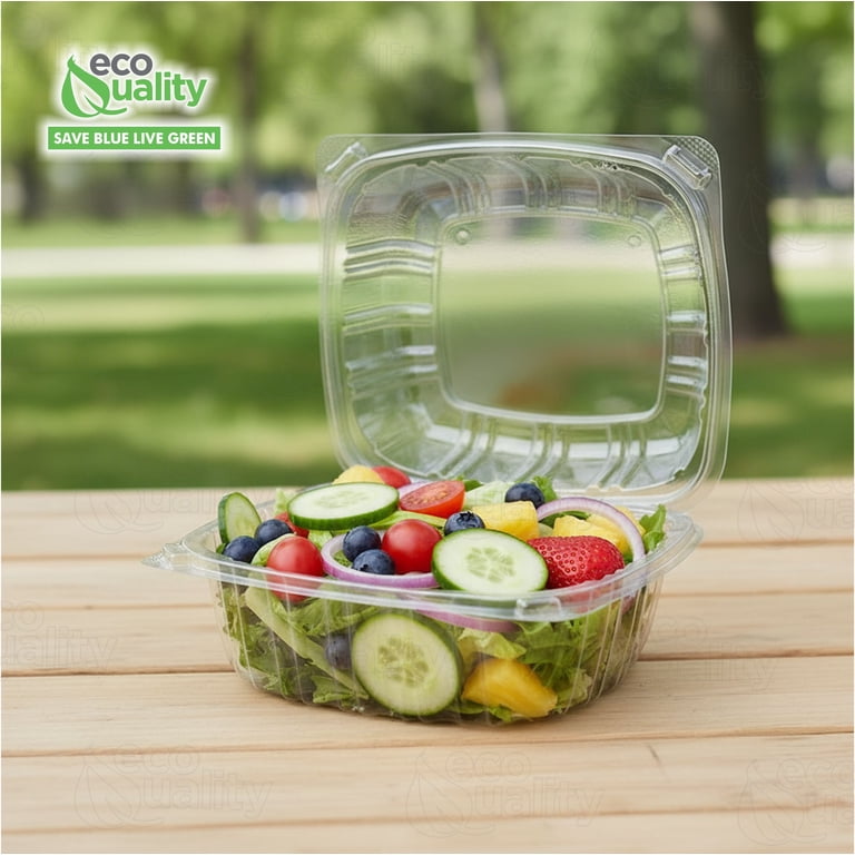 EcoQuality [50 Pack] 6x6 Clamshell To-Go Boxes, Recyclable
