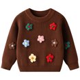 thumbnail image 1 of WUANDIXFA Chandail à Col Rond en Coton Doux Mignon Fait à la Main Fleur Chandails Tricotés pour Enfants Chandail Extensible Café, 3-4 Ans, 1 of 6