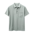 thumbnail image 4 of Men's Big and Tall Golf Polo Shirts Short Sleeve Pocket Performance Moisture Wicking Quick Dry Cotton Striped Golf Shirts for Men Size M-4XL Green, 4 of 5