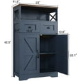 thumbnail image 2 of Farmhouse Blue Storage Cabinet with Barn Doors and Drawers, Freestanding Kitchen Pantry Cabinet, Hutch Cupboard for Kitchen Laundry Living Room, 2 of 15