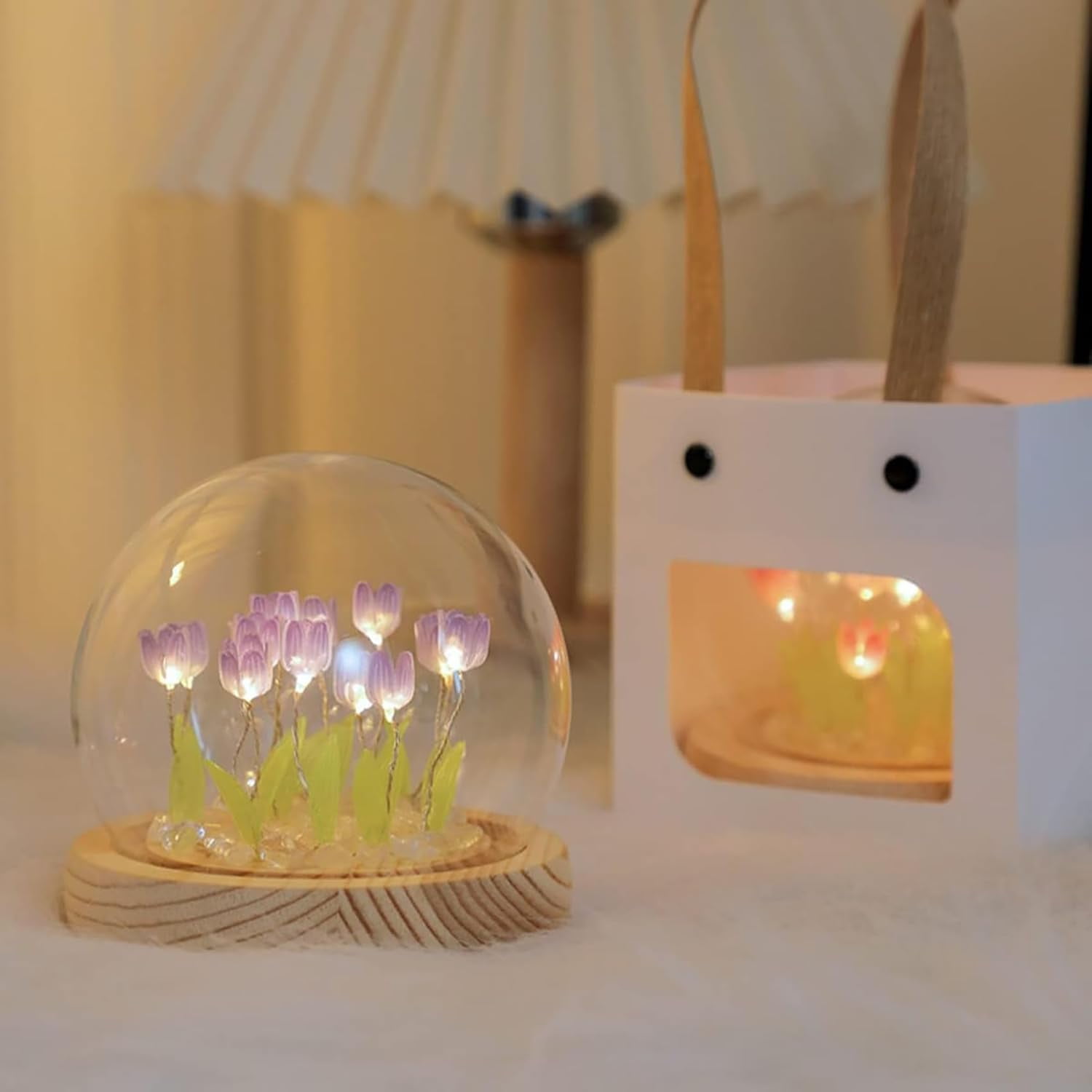 Tulip Lamp Gifts for Women, LED Tulip Crystal Glass Ball Night Light Bedroom Decor Tulip Night Light for Birthday Anniversary Mother's Day Valentines Day