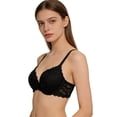 thumbnail image 4 of Lace Push Up Bra For Lift Support Side Coverage Elegant Design Daily, 75B, Black, 4 of 4