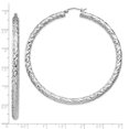 thumbnail image 2 of Beautiful Sterling Silver Rhodium-plated Textured 4x65mm Hoop Earrings, 2 of 2