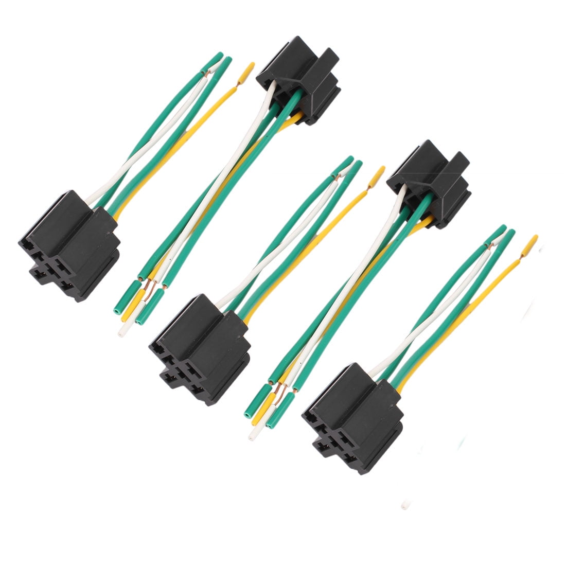DC 12V/24V 40A Cross Type 4Pin Car Relay Socket Harness Connector 5pcs