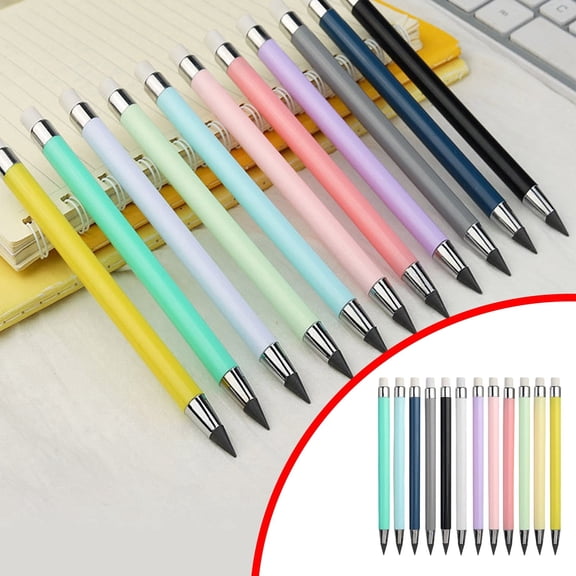 2026 Infinity Everlasting Pencil Reusable Inkless Metal Alloy Writing Pencil Set No Sharpening Smooth Writing Tool for School Office Drawing Sketching 12 Pack