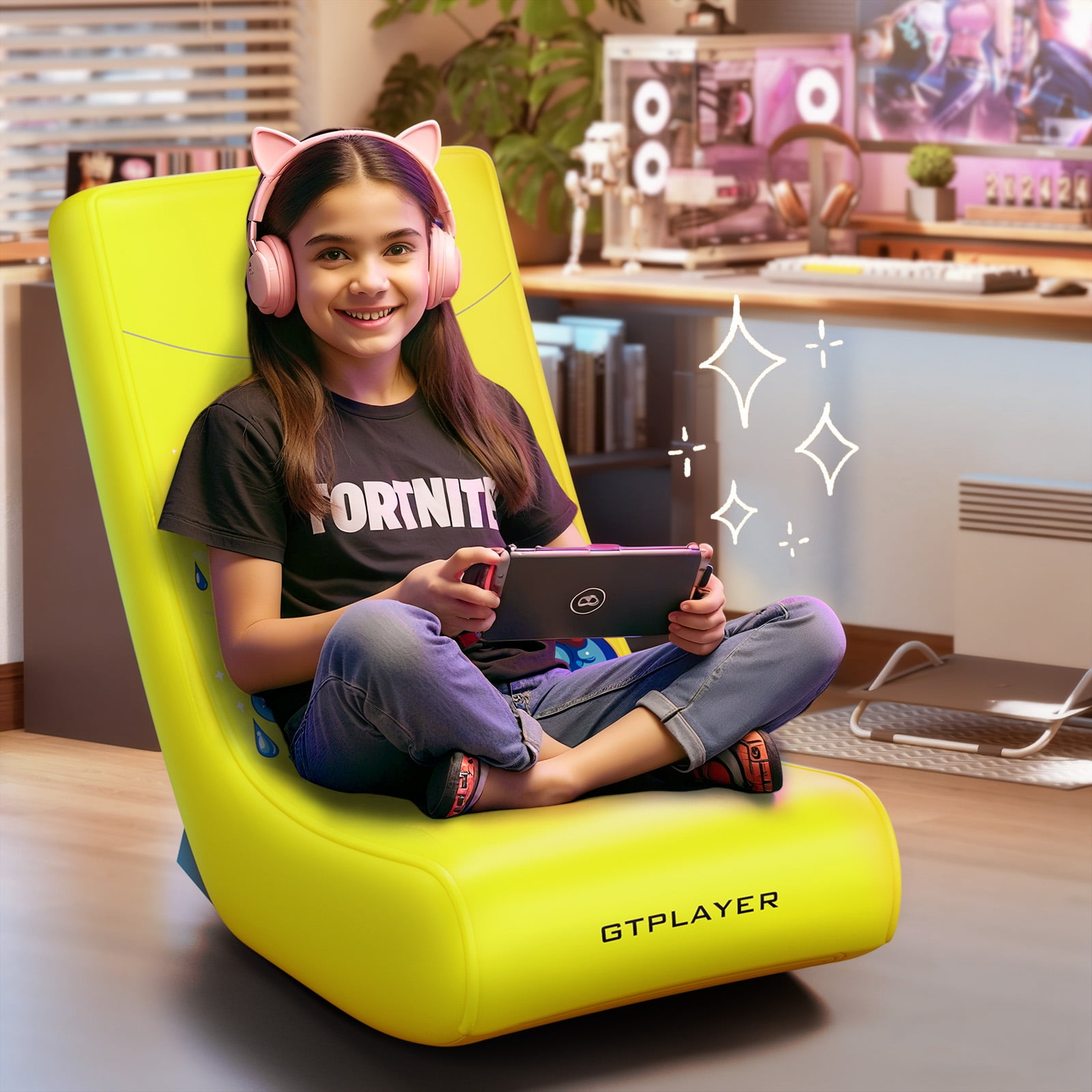 GTPLAYER Floor Rocker Gaming Chair，Yellow