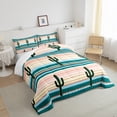 thumbnail image 3 of Feelyou Western Cactus Plant Bedding Comforter Set for Kid, Rustic Farmhouse Twin Comforter Sets, Modern Art Stripes Bedding Set, Ultra Soft Bedroom Decor, 2-Piece, 3 of 8
