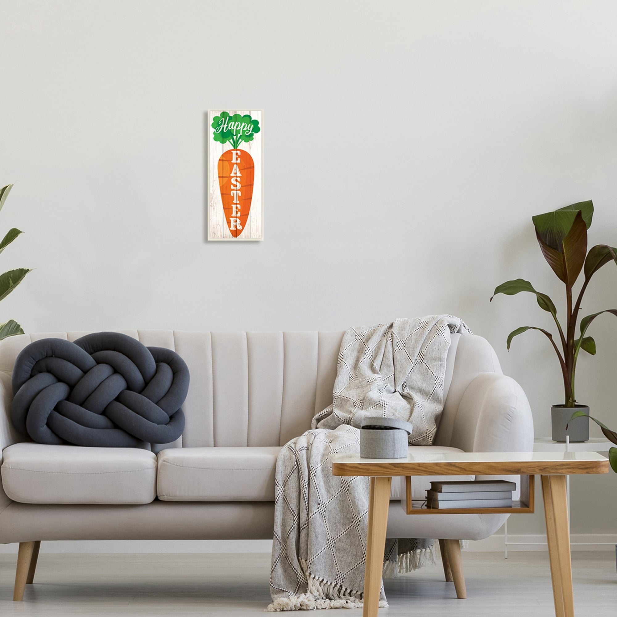 Happy Easter Vertical Rustic Carrot Sign Phrase Inspirational Graphic Art Unframed Art Print Wall Art