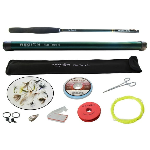 Tenkara Fly Rod - Flat Tops 9' Travel Rod w/ Starter Kit - Japanese Carbon Fiber