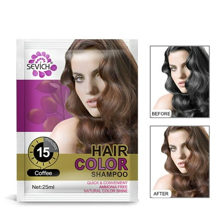 5Pcs/Box Hair Color Shampoo Pure Plants Natural Non-irritating Dyed Shampoo Hair Coloring Product for