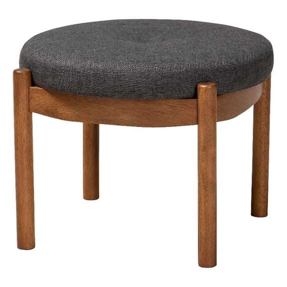 Baxton Studio Iliana Gray Fabric and Walnut Brown Wood Ottoman Footstool
