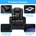thumbnail image 7 of Weilianda Home Theater Seating Top Grain Leather Recliner Chair Dual Power Movie Gaming Sofa Electric Headrest with Tray Table Type-C USB Charge Cup Holders Row of 4 Loveseat Right Black, 7 of 7