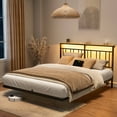 thumbnail image 1 of GUNAITO Floating Bed Frame Queen Size with LED Lights and Charging Station Modern Metal Platform，Black, 1 of 9