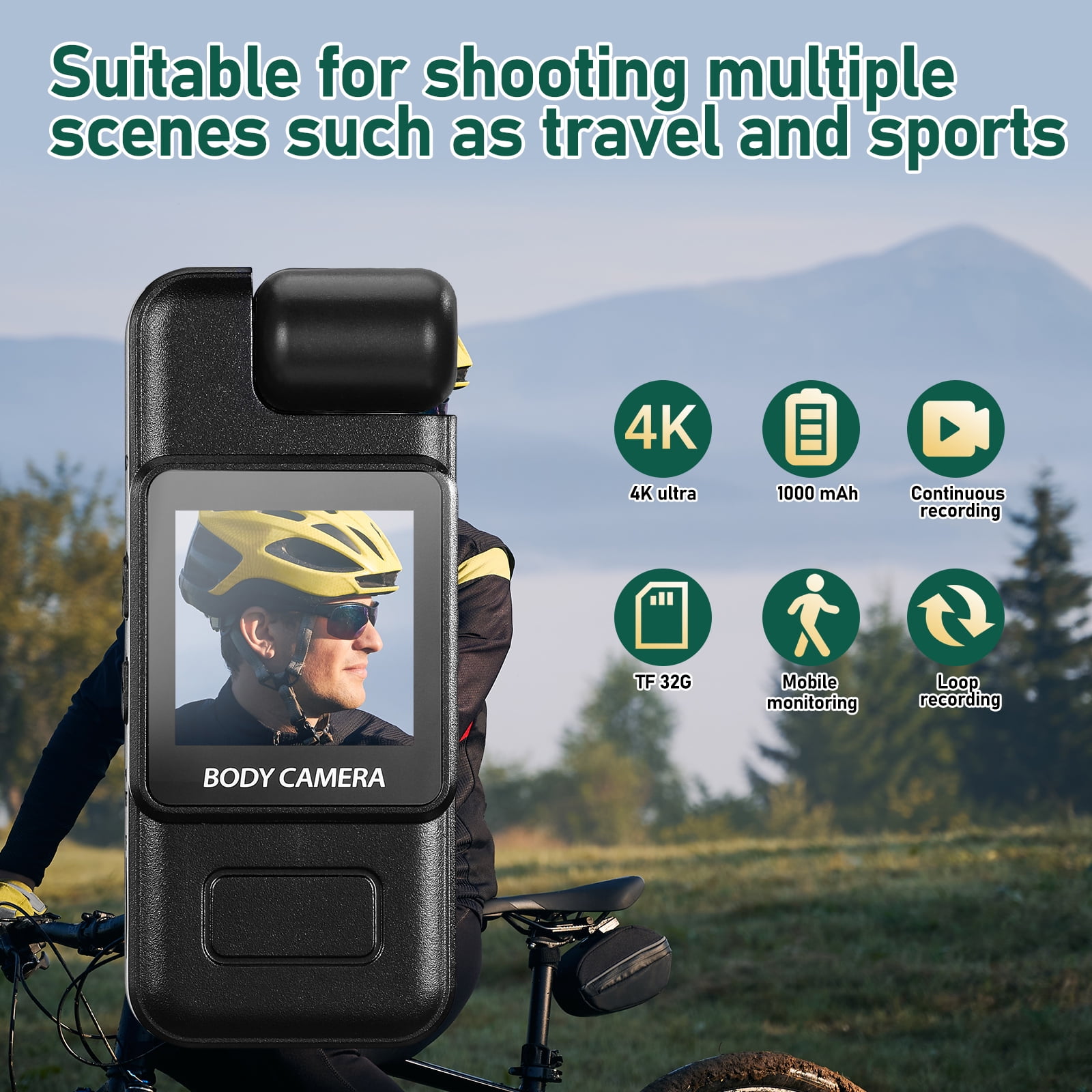 Plagage 4K Body Camera: 4k Clip On Camera with Audio & Video Recording - Wearable Personal Portable Recorder with Night Version & 32G Card