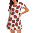 thumbnail image 1 of Fotbe Hand Drawn Strawberry Bata de Dormir para Mujer con Estampado, Camisón de Algodón de Manga Corta, Ropa de Dormir Casual, 1 of 6