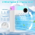 thumbnail image 4 of Portable Air Conditioners, Mini AC Unit Cooling Fan for Bedroom,1200ML Small Air Cooler Fans with Remote, 3 Mist,3 Speed,8 Light,2-8H Timer Personal AC Portable for Office Camping Car Desk (White), 4 of 8