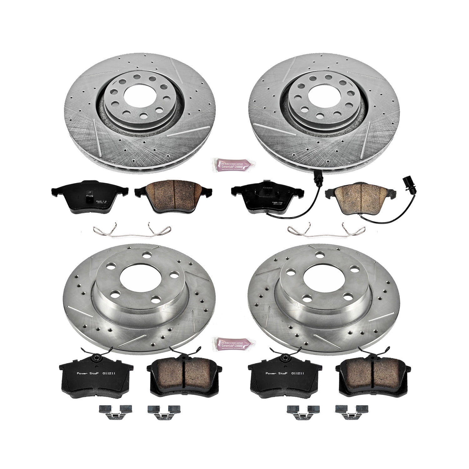 PowerStop Front and Rear Z23 Evolution Sport Carbon-Fiber Ceramic Brake Pad and Drilled & Slotted Rotor Kit Fits: AUDI Select Models K893