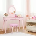 thumbnail image 2 of Topbuy Kids Princess Vanity Table Set w/ Chair Crown Mirror Pink, 2 of 7