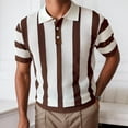 thumbnail image 2 of MIXUE Polo Shirts For Men Knit Striped Print Color Block Lapel Short Sleeve Casual Tops Sportswear,Brown,XXXL, 2 of 4