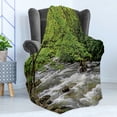 thumbnail image 4 of Appalachian Soft Flannel Fleece Throw Blanket, Streaming Water Creek in Spring Forest Trees and Bushes, Cozy Plush for Indoor and Outdoor Use, 50" x 60", Lime Green Sage Green, by Ambesonne, 4 of 5