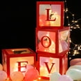 thumbnail image 3 of 4 Pcs Balloon Box DIY Assembly Transparent Paper Box Balloon Box with Letters Reusable Stackable Cube Decorative Box for Party Wedding Birthday, 3 of 7