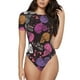 thumbnail image 1 of Balery Halloween Skeleton Body de cuello redondo de manga corta para mujer Tops de manga corta Tops básicos-Large, 1 of 7