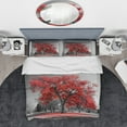 thumbnail image 3 of Designart 'Big Red Tree on Foggy Day' Traditional Bedding Set - Duvet Cover & Shams, 3 of 4