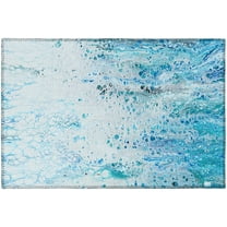 Karina Blue Contemporary Artistic Color Splash 1'8" x 2'6" Non-Skid Accent Rug