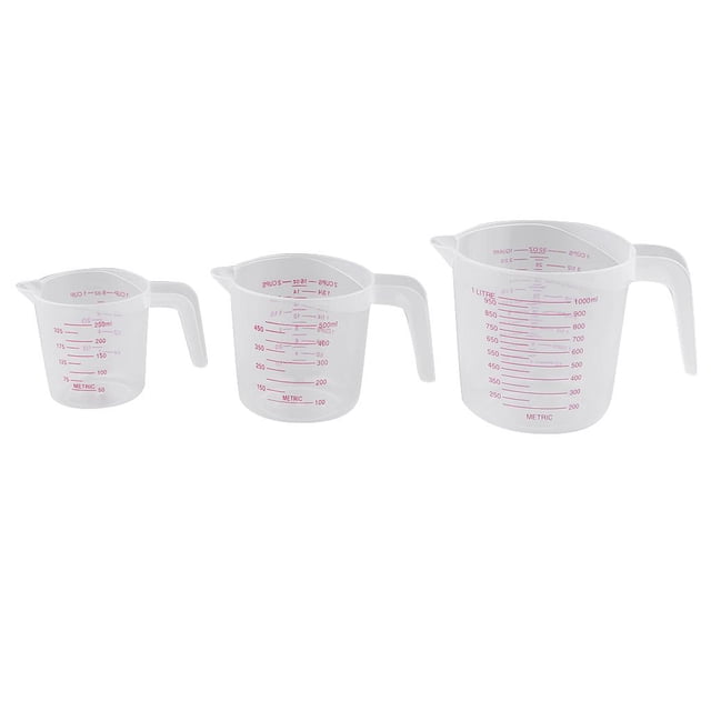 3 tazas medidoras de plástico transparente para hornear para , azúcar, Zulema Copas de medición para hornear claras