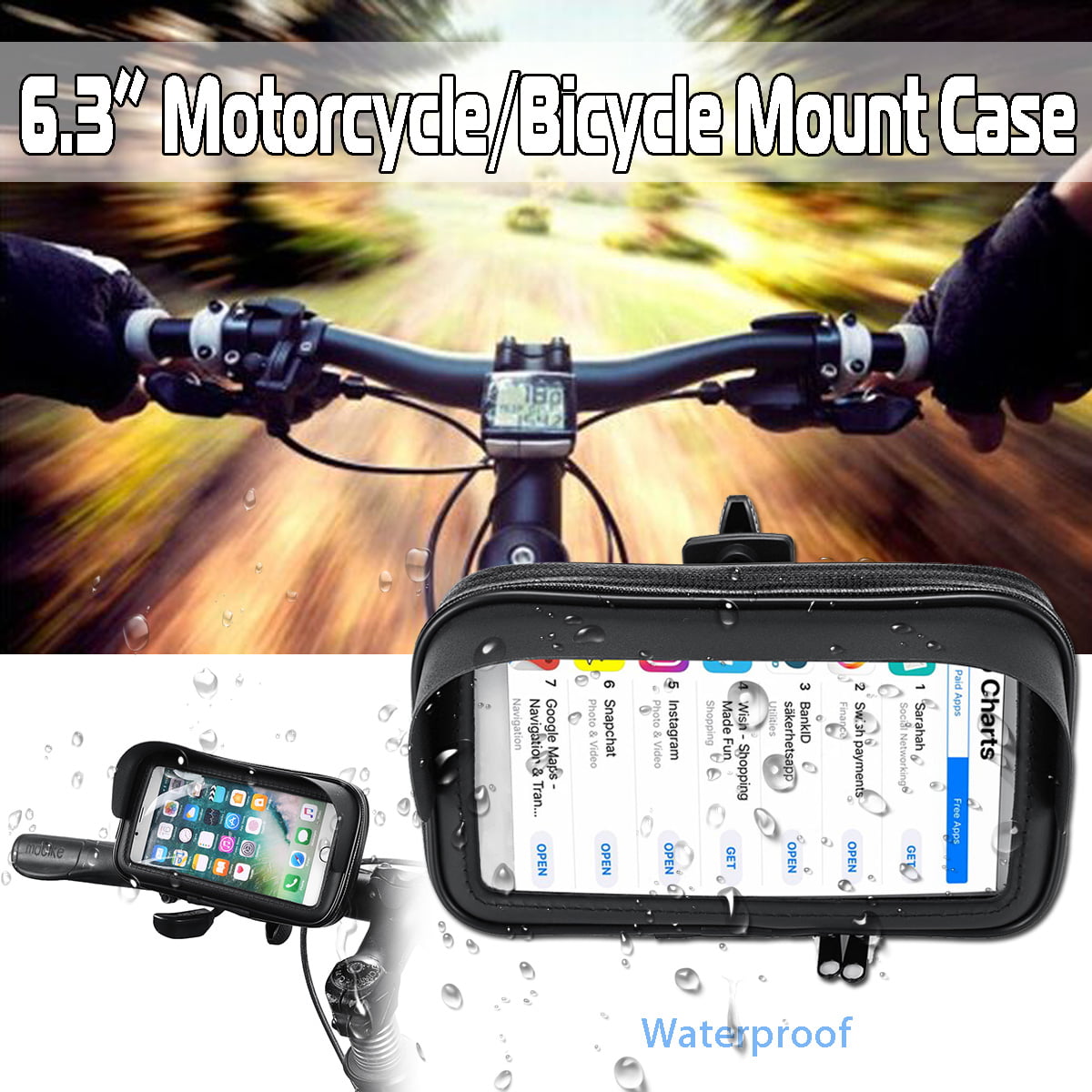 Bike Bicycle/Motorcycle Waterproof Phone Case Bag Handlebar Mount Holder GPS