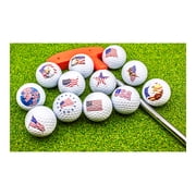 GBM Golf American Flag Golf Ball Assortment – 12 Designs – 12 Pack Patriotic Set
