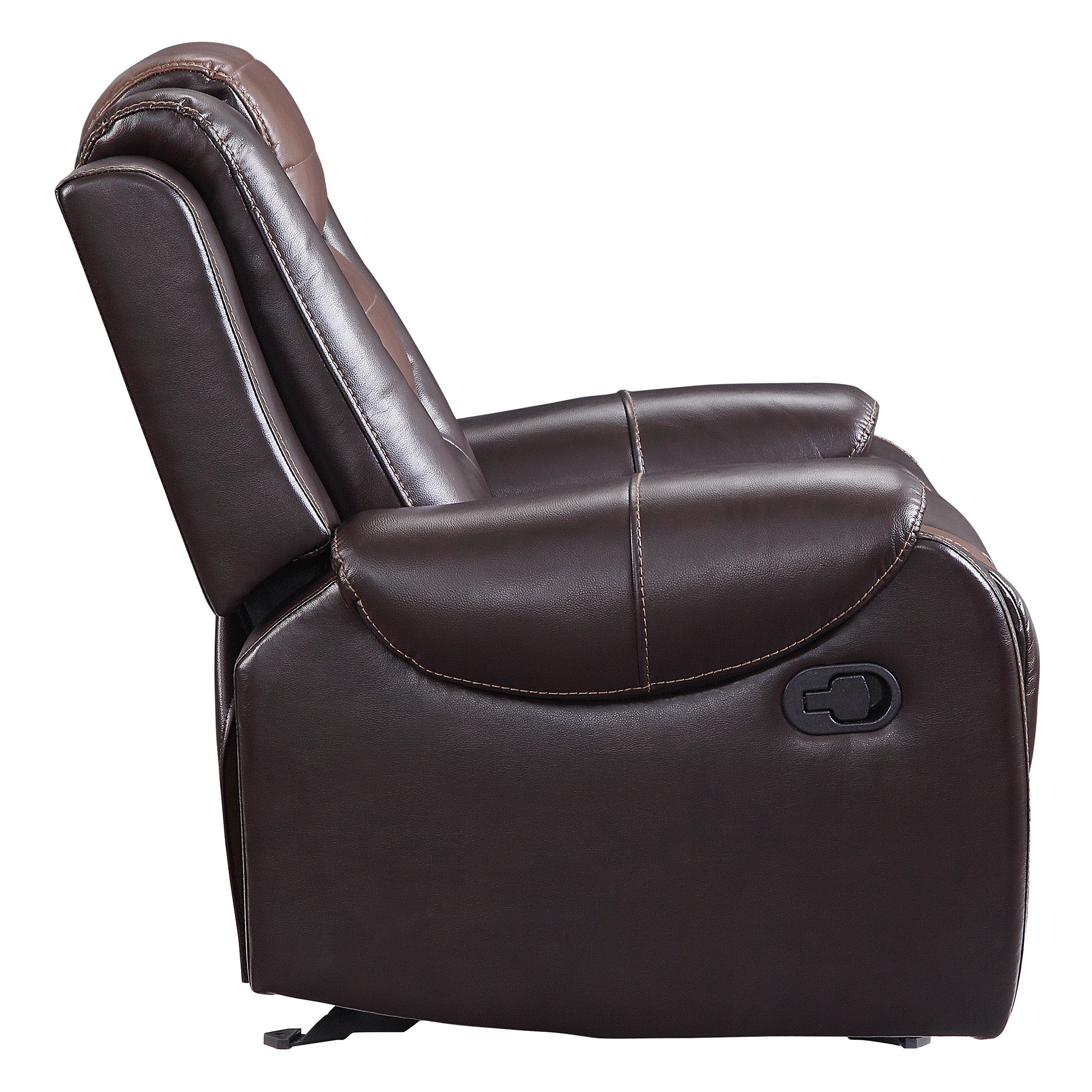 OakvillePark Springer Faux Leather Upholstered Glider Reclining Chair, Light Brown/Dark Brown