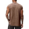thumbnail image 4 of Men's Cotton Sleeveless Shirt Workout Muscle Tank Tops Casual Washed T Shirts Spring Summer Beach Tee Coffee L, 4 of 4