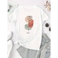 thumbnail image 2 of Camiseta floral para mujer: camiseta informal de manga corta con cuello redondo y estampado de rosas, tela de algodón suave, cómoda camiseta de verano para uso informal, camisetas para mujer, top depo, 2 of 6