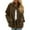 Brown, variant on Women's Plaid Double-Sided Plush Patch Pocket Button Cardigan Casual Top Jacket for Fall and Winter, Warm and Soft, Winter Clothes for Women,Pink,L