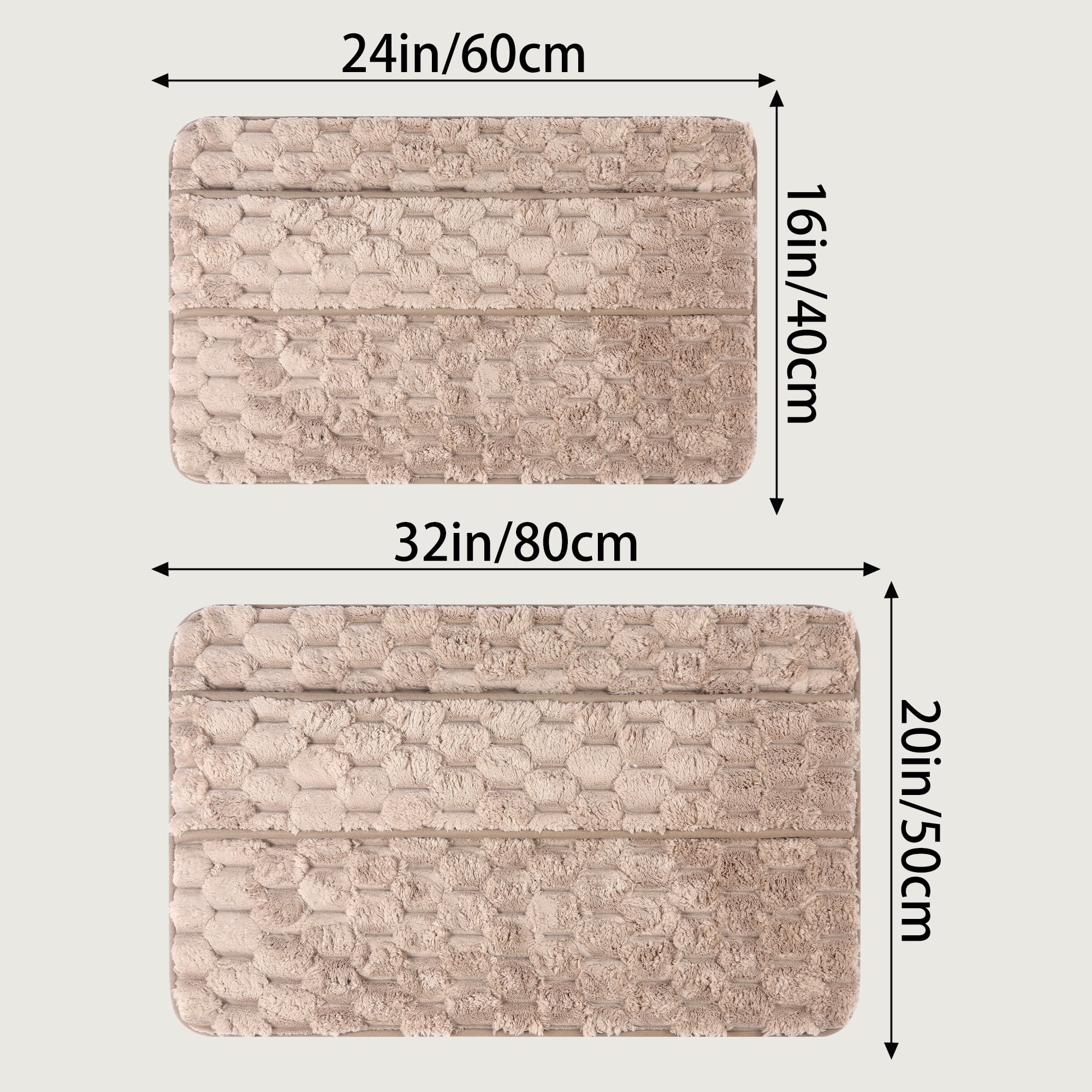 Unique Bargains Soft Absorbent Non-Slip Washable Bath Mat Brown 16" x 24"