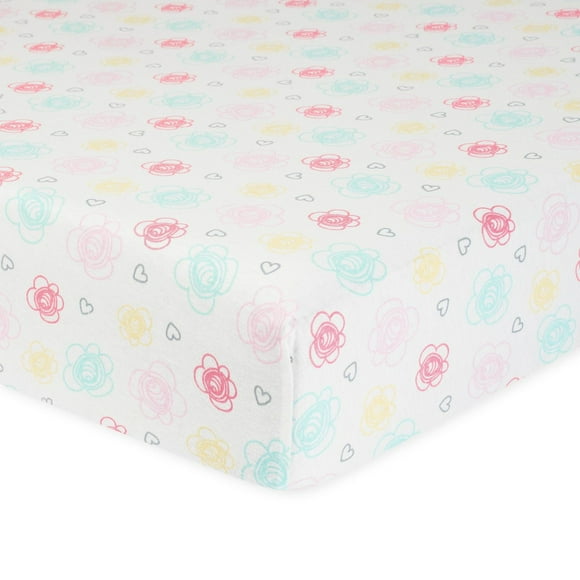 Drap-housse de berceau biologique Gerber, fleurs/cœurs