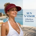 thumbnail image 5 of HuangHuanChen UV Protection Wide Brim Visor Sun Hats for Women Cooling Lightweight Empty Top Cap Breathable Outdoors Summer Sun Hats for Men Beach Golf Running Travel Daily Red One Size, 5 of 5